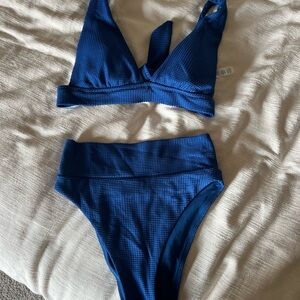 high waisted bikini bottom & triangle top, Aerie, never been used, royal blue.